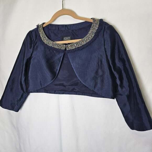 Adriana Papell Occasions Cocktail Evening Wedding Party Silk Dress Shrug Sz 6 - Picture 11 of 16
